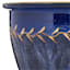 Blue Carved Ceramic Outdoor Planter, Large