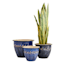 Blue Carved Ceramic Outdoor Planter, Medium