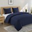 Crosby St. 3-Piece Navy Blue Washed Cotton Waffle Duvet Set, King
