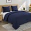 Crosby St. 3-Piece Navy Blue Washed Waffle Cotton Quilt Set, Full/Queen