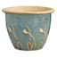 Ocean Blue Carved Ceramic Outdoor Planter, Large