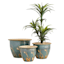 Ocean Blue Carved Ceramic Outdoor Planter, Large