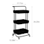 3-Tier Rolling Storage Cart, Black