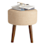 Emmy Stool with Dark Wooden Legs, Brown