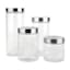 At Home Set Of 4 Glass Canister With Metal Lid Clear