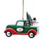 Homespun Holiday Green Truck with Snowman Ornament, 4"