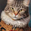 12X12 Brown Victorian Cat Canvas Wall Art