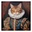 12X12 Orange Victorian Cat Canvas Wall Art