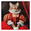 12X12 Brown Victorian Cat Canvas Wall Art