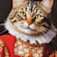 12X12 Brown Victorian Cat Canvas Wall Art