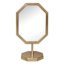 Gold Octagonal Metal Mirror with Circle Base, 14"