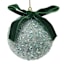 Green Beaded Ball Ornament with Bow, 3"