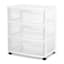Sterilite 3-Drawer Wide Storage Cart, White