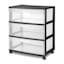 Sterilite 3-Drawer Wide Storage Cart, Black