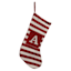 Red & White Striped Monogram Knit Stocking, A