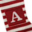 Red & White Striped Monogram Knit Stocking, A