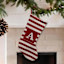 Red & White Striped Monogram Knit Stocking, A