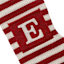 Red & White Striped Monogram Knit Stocking, E
