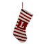 Red & White Striped Monogram Knit Stocking, L