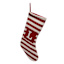 Red & White Striped Monogram Knit Stocking, L