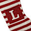 Red & White Striped Monogram Knit Stocking, L