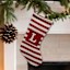 Red & White Striped Monogram Knit Stocking, L