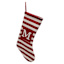 20" Red & White Striped Monogram Knit Stocking, M