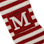 20" Red & White Striped Monogram Knit Stocking, M