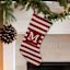 20" Red & White Striped Monogram Knit Stocking, M