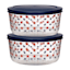 2Pc 4 Cup Stars Round Glass Food Storage