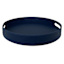Providence Blue Round Faux Leather Tray, 14"