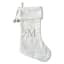 20" White Velvet Monogram Stocking, M