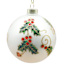 Classic Christmas White with Holly Glass Ornament, 3"