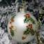 Classic Christmas White with Holly Glass Ornament, 3"