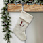 19" White Knit Monogram Stocking, L