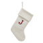 19" White Knit Monogram Stocking, J