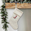 19" White Knit Monogram Stocking, J