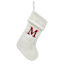 19" White Knit Monogram Stocking, M