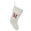 19" White Knit Monogram Stocking, M