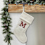 19" White Knit Monogram Stocking, M
