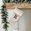 19" White Knit Monogram Stocking, R