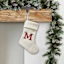 8" White Knit Monogram Stocking, M