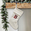 19" White Knit Monogram Stocking, B