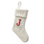 8" White Knit Monogram Stocking, J