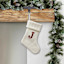 8" White Knit Monogram Stocking, J