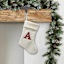 8" White Knit Monogram Stocking, A