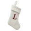 8" White Knit Monogram Stocking, L