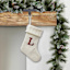 8" White Knit Monogram Stocking, L