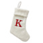 8" White Knit Monogram Stocking, K
