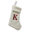 8" White Knit Monogram Stocking, K